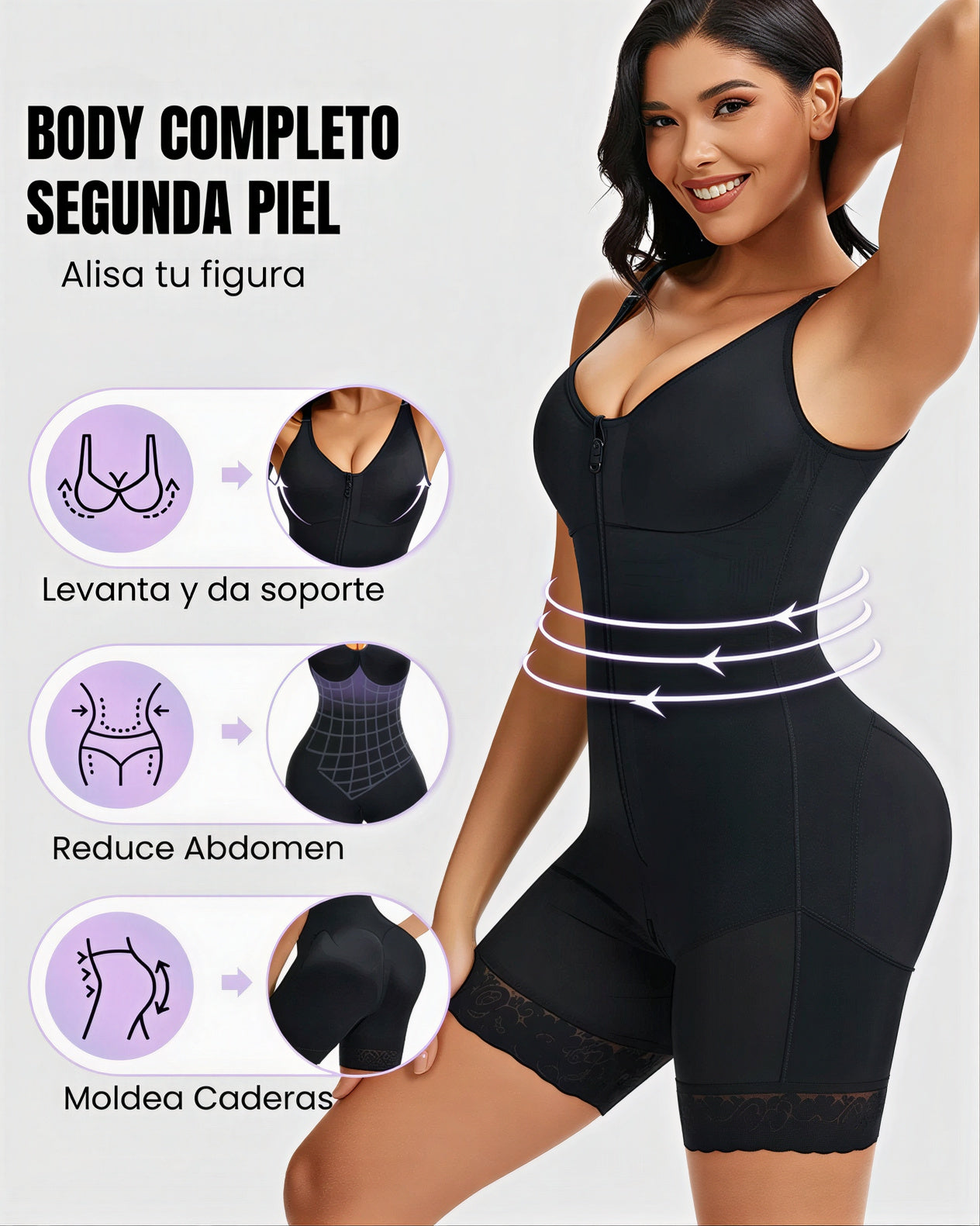 Faja Moldeadora de Glúteos Con Control de Abdomen y Cremallera en La Entrepierna