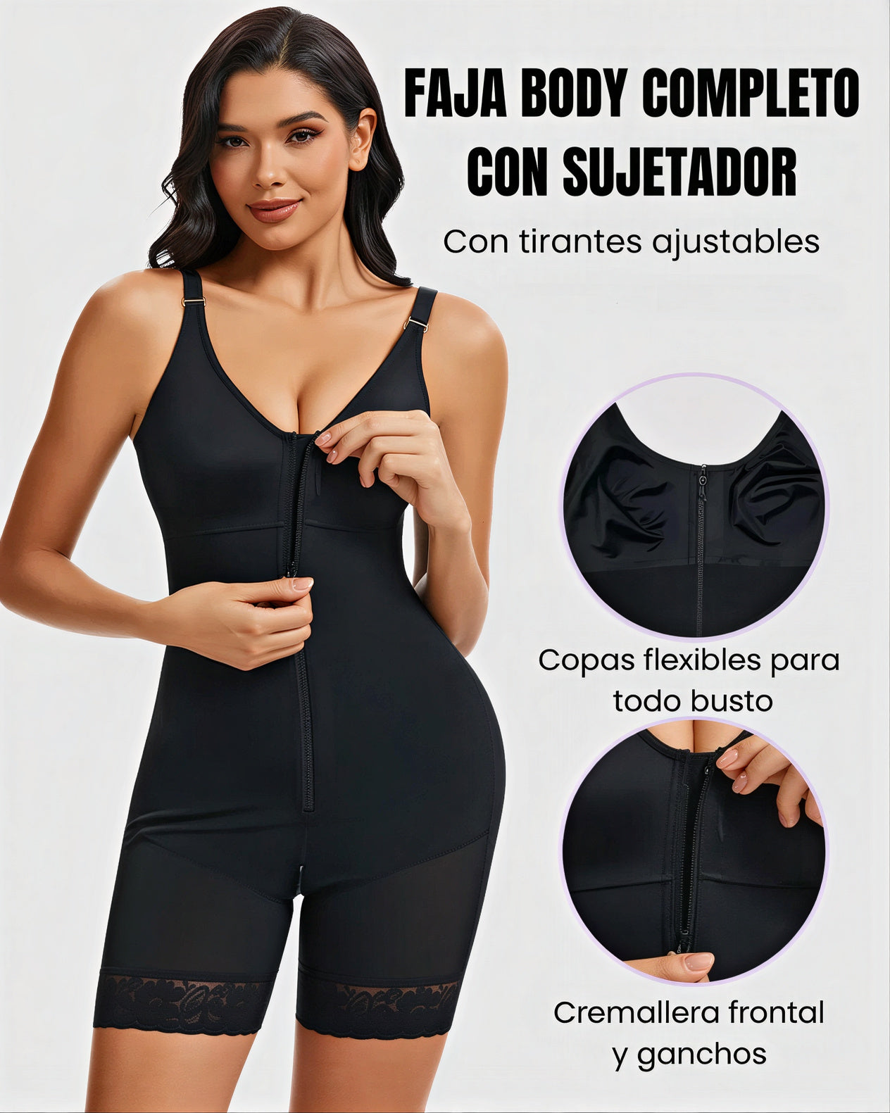Faja Moldeadora de Glúteos Con Control de Abdomen y Cremallera en La Entrepierna